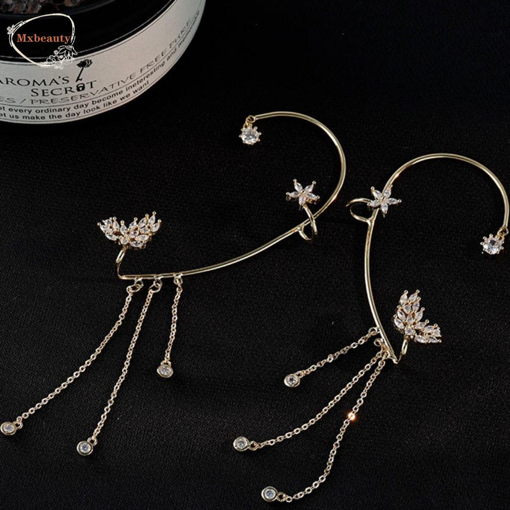 Mxbeauty Anting Gadis Keren Vintage Fashion Perhiasan Rumbai Peri Zirkon Telinga Tulang Klip