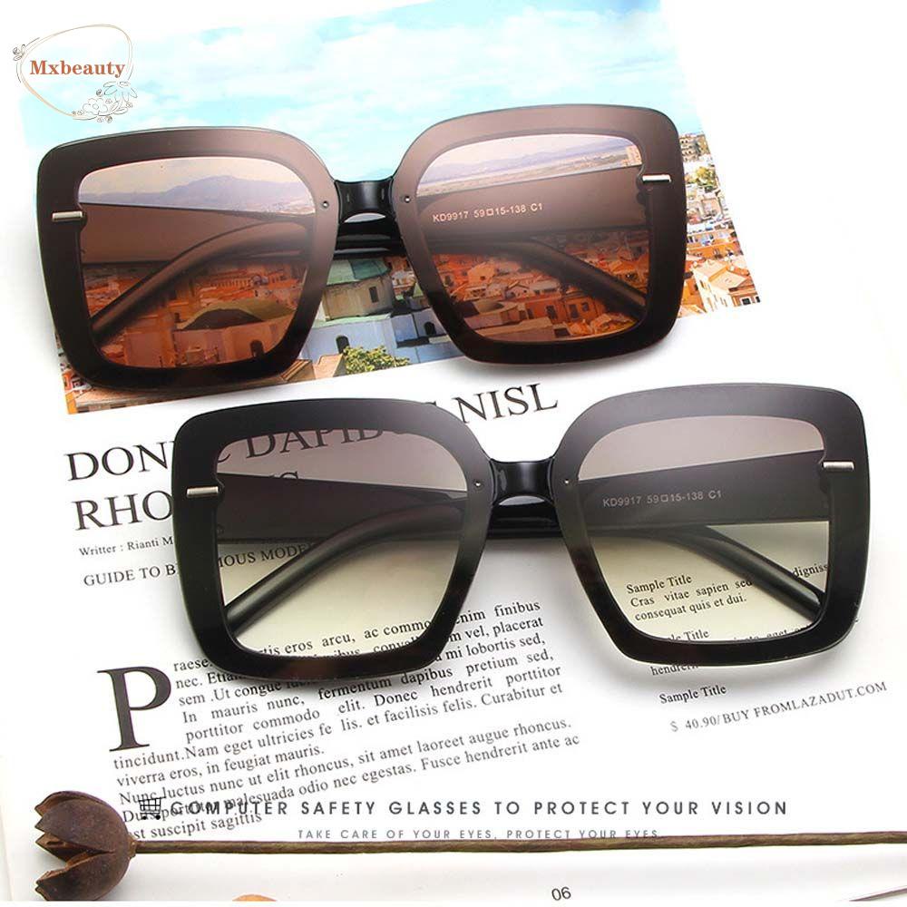 Mxbeauty Kacamata Hitam Wanita Tabir Surya Merek Mewah Tanda Logam Visor Eyewear Bingkai Besar Oversized Motif Leopard Bingkai Persegi Korea Kaca Mata Matahari