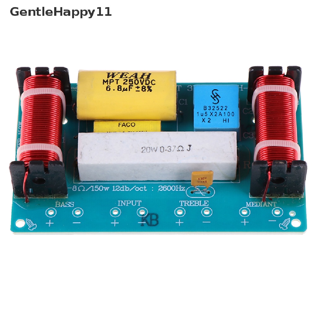 Gentlehappy 120W Speaker 3unit Hi-Fi Audio Frequency Divider Filter Crossover 3arah 4-8Ω  Id