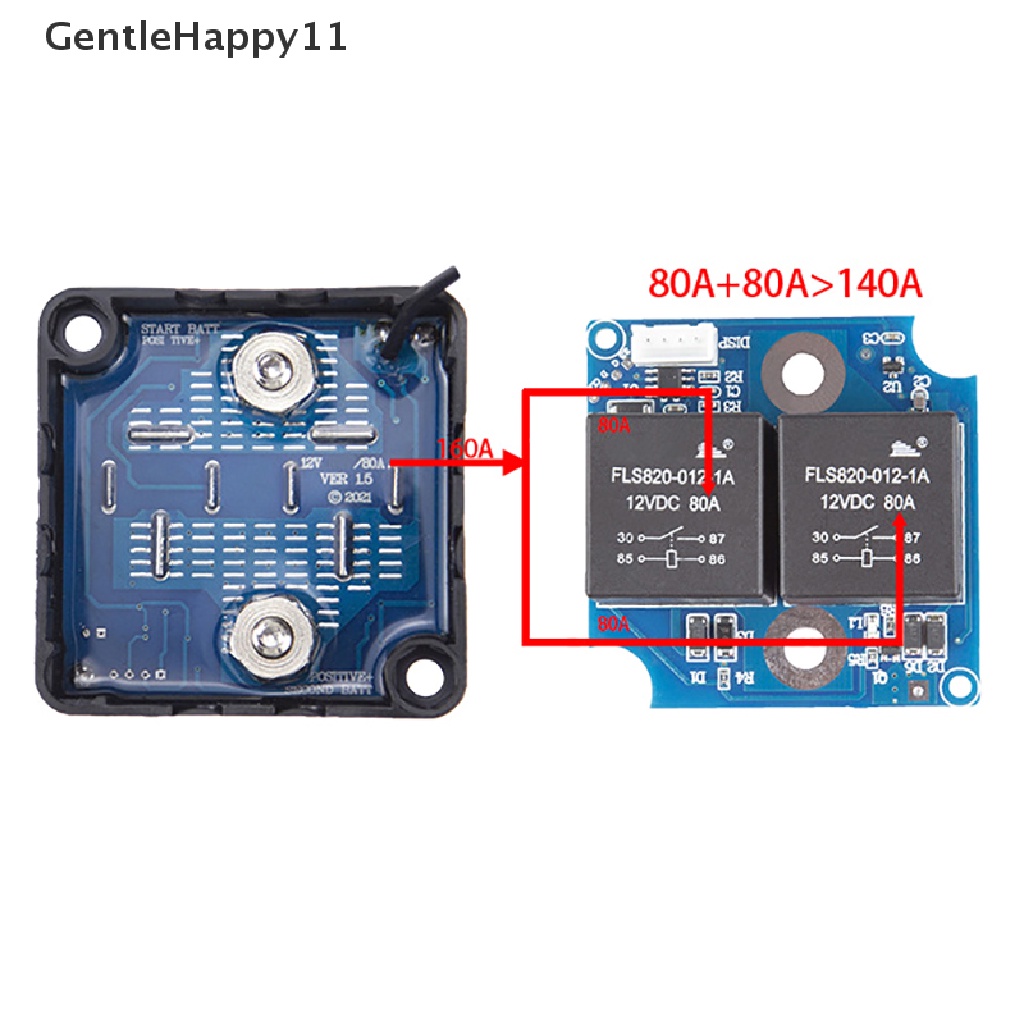 Gentlehappy Digital Display Voltage Sensitive Split Charge Relay VSR 12V 140A Untuk Kemping Mobil RV Yacht Steamer Smart Dual Isolator id