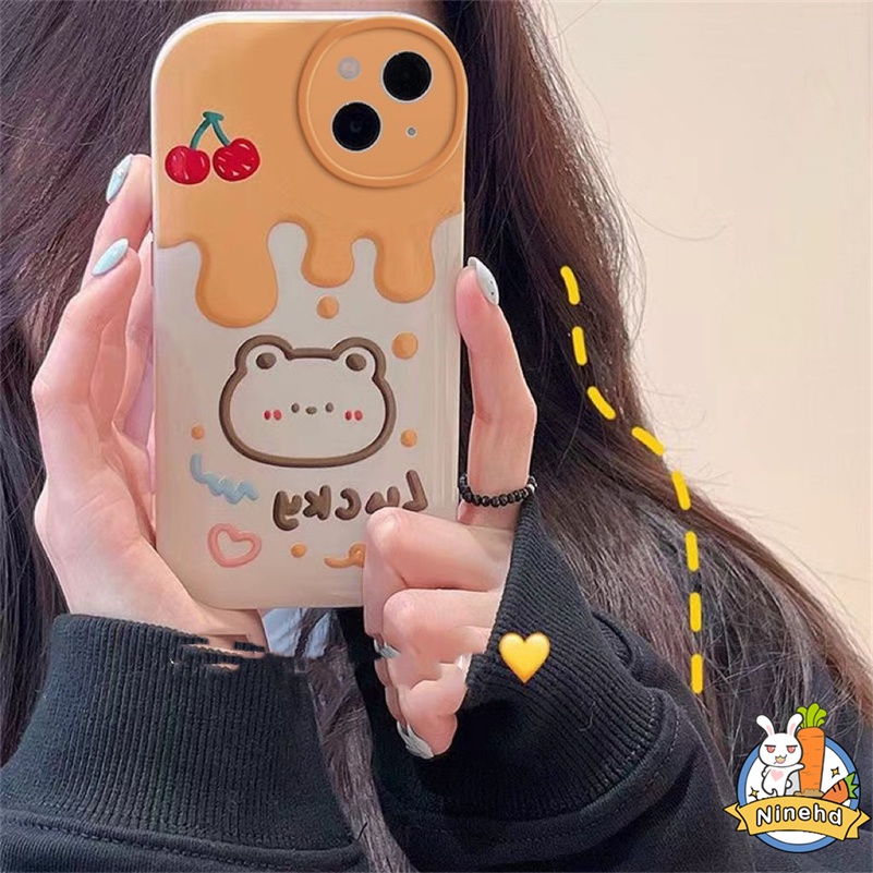 IPHONE Casing Kompatibel Untuk Iphone14 13 12 11 Pro Max X Xr Xs Max8 7 6 6s Plus SE 2020 Baru Kartun Cream Kelinci Lensa Full Cover Pelindung Ponsel Case Bantal Udara Anti Jatuh Soft Case