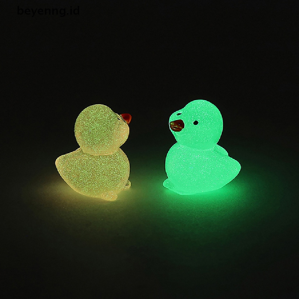 Beyen 10Pcs Mini Luminous Resin Ducks Glow in The Dark Miniatur Ornamen Bebek Kecil Untuk Taman DIY Rumah Boneka Bebek Aksesoris ID