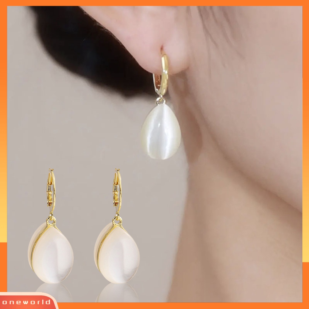 [EONE] 1pasang Drop Earrings Geometris Gaya Klasik Pengerjaan Indah Liontin Mengkilap Tinggi Dekorasi Aksesori Faux Opal Water Drop Earrings Aksesoris Pakaian