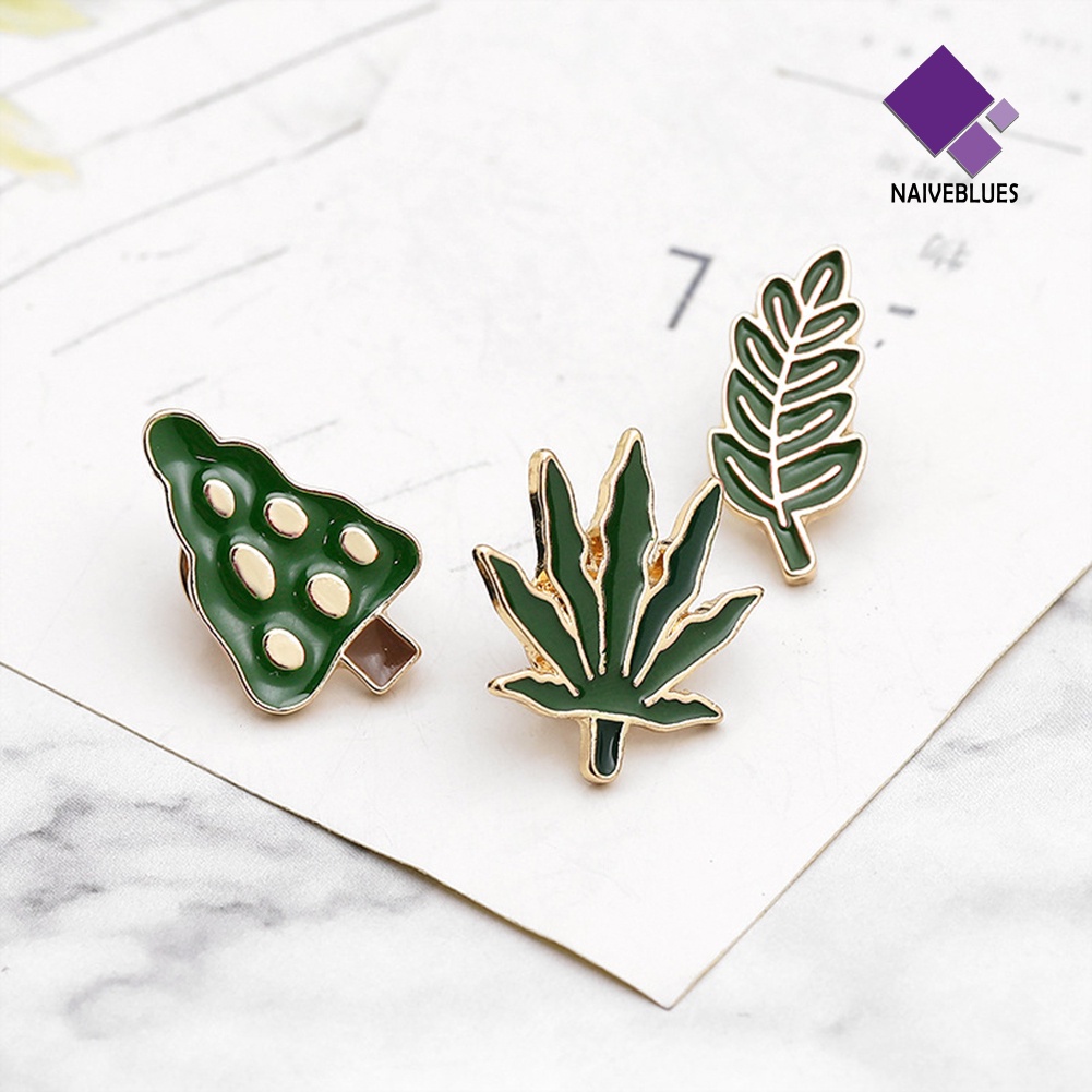 &lt; Naiveblues &gt; Pria Wanita Pohon Hijau Daun Enamel Bros Breastpin Syal Topi Hadiah