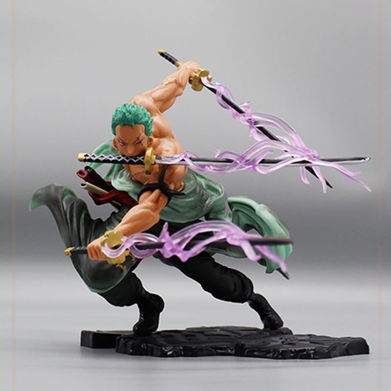 Original ONE PIECE Zoro Action Figure 19CM PVC GK Roronoa Zoro Boneka Koleksi Otomotif Hiasan Kue