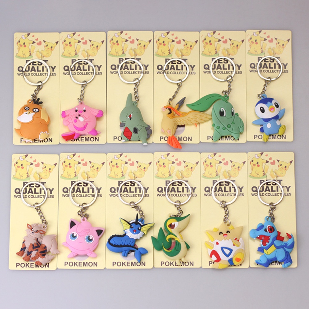 Pendant Pokemon Gantungan Kunci Silikon Liontin Tokoh Aksi Anime Pikachu Gantungan Kunci Kartun Mode Charmander Boneka Psyduck Tas Mobil Liontin Hadiah Anak Perempuan