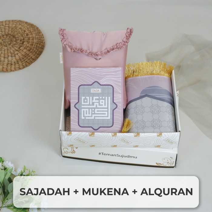 Seperangkat Alat Sholat Lengkap Sajadah Alquran Mukena SOFT PINK  - PAKET 3