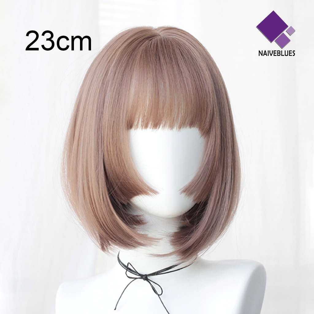 &lt; Naiveblues &gt; Wig Wanita No Perm Nyaman Dipakai Berbulu Realistis Natural Pink Cutting Pendek