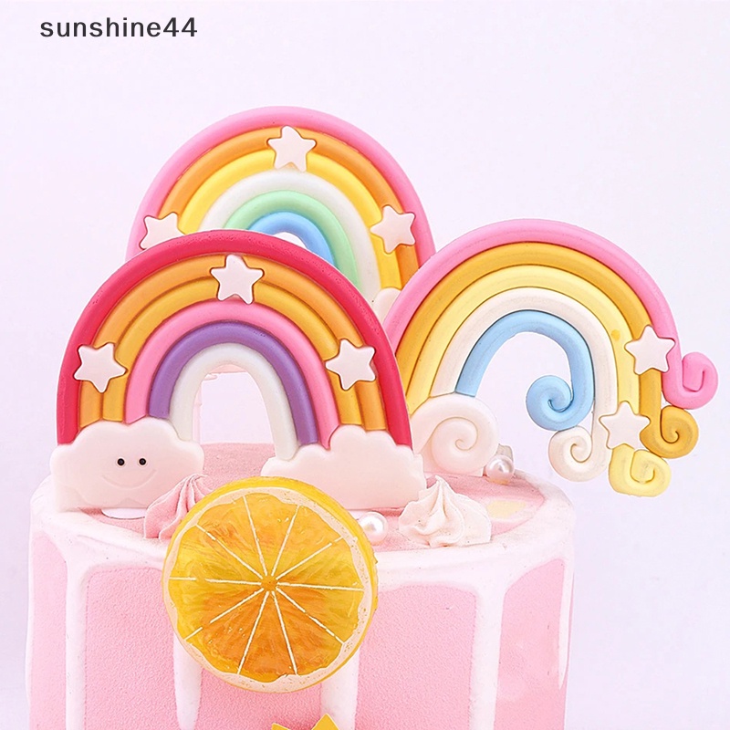 Sunshine Rain Dekorasi Kue Ulang Tahun Lucu Kartun Rain Cake Toppers Anak Perempuan Happy Rain Cloud Unicorn Birthday Cupcake Decor ID