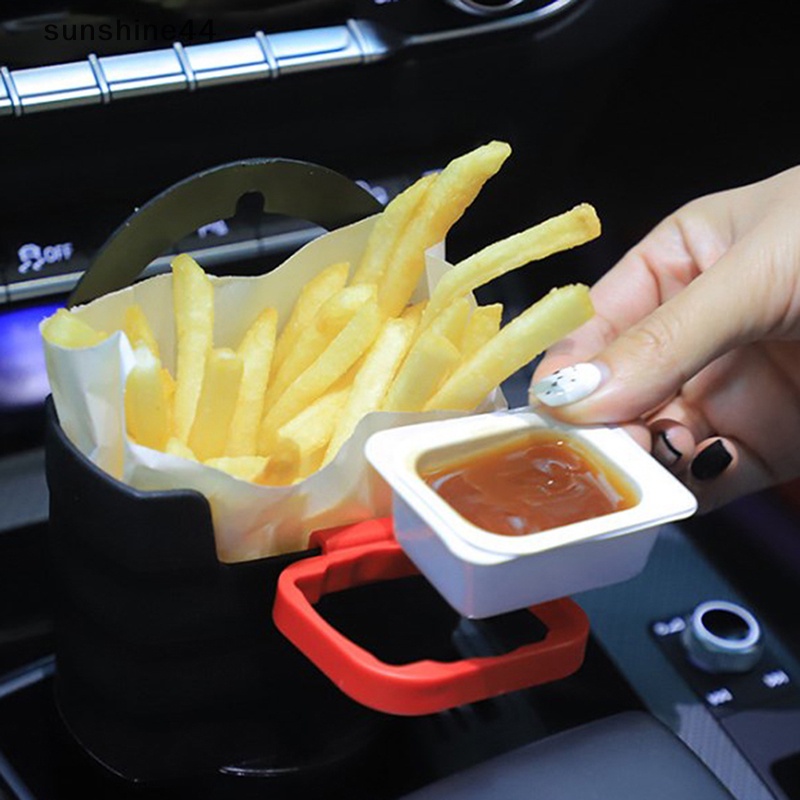 Sunshine Tempat Saos Kentang Goreng Mobil Portable Stand Dip Clip Keranjang Rak Kecap Mobil ID