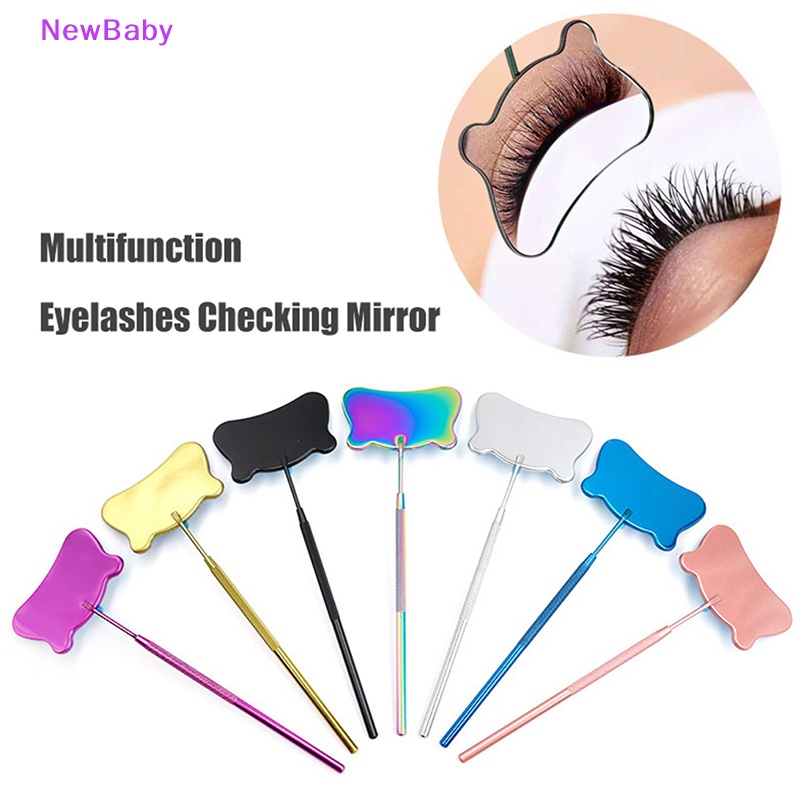 Newbaby 1PC Cermin Ekstensi Bulu Mata Gagang Eye Lashes Makeup Inspection Alat Kecantikan ID