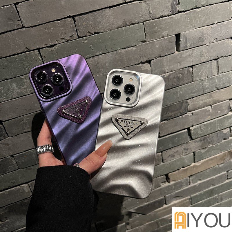 IPHONE Retro Brown 3D Merek PADPleats Tekstur Casing Ponsel Kompatibel Untuk Iphone14 13 12 Pro Max Iphone11Tahan Shock Lembut TPU Back Cover