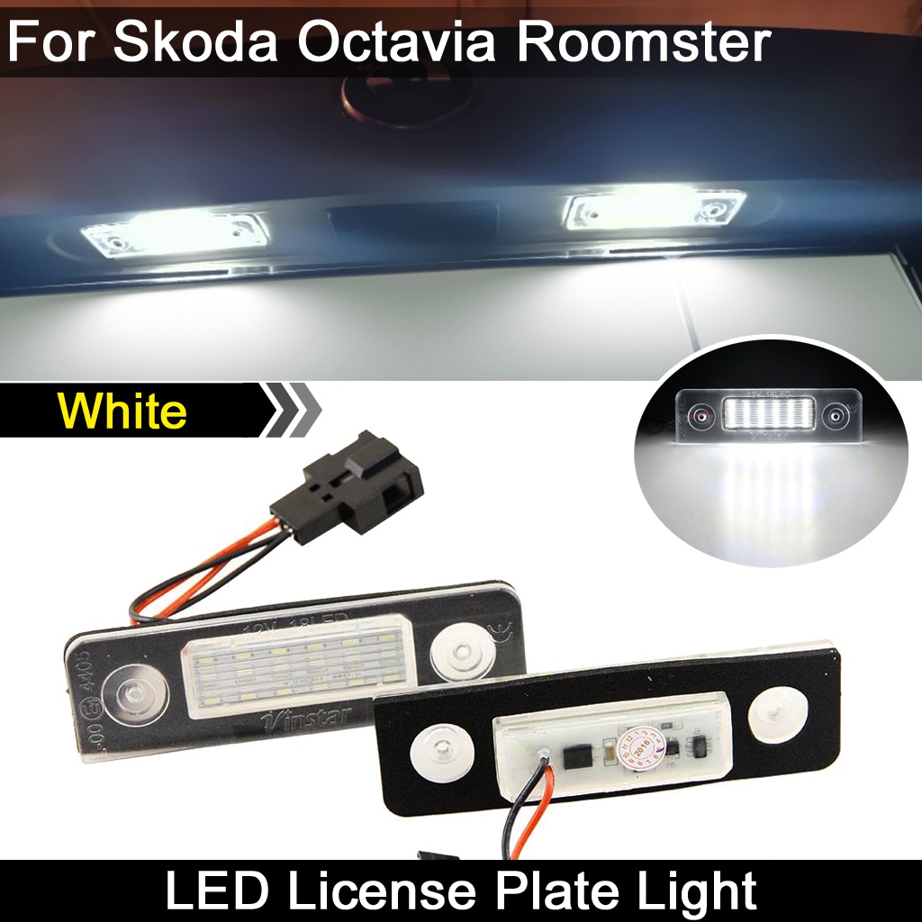 2pcs Lampu Plat Nomor Plat LED Putih Kecerahan Tinggi Lampu Untuk Skoda Octavia II 2009-2012 Roomster 5J 2006-2010