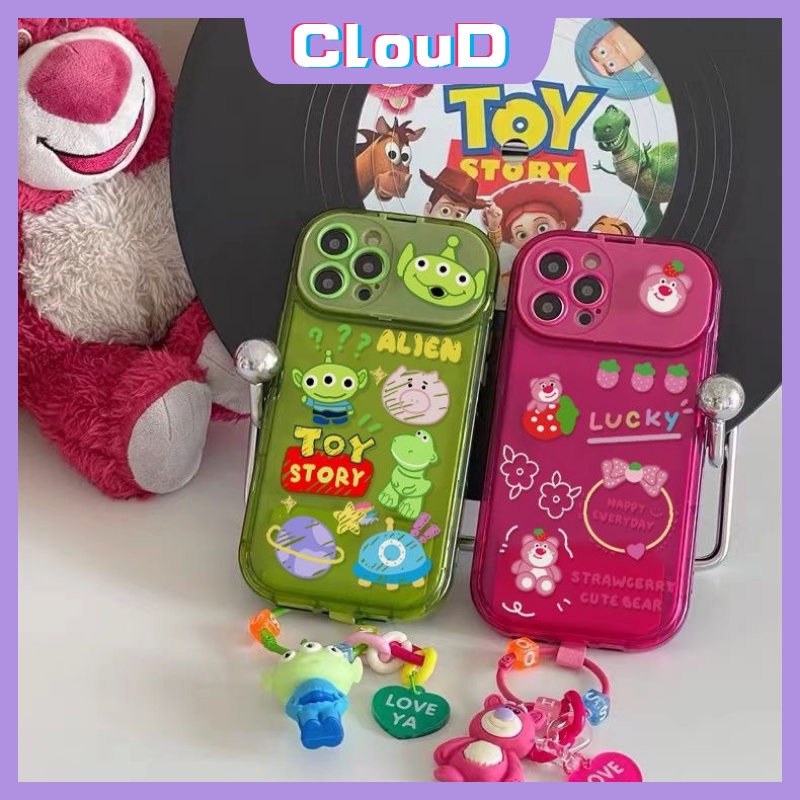 Case Losto Beruang Strawberry Lucu Untuk Oppo A57 A77 A15 A7 A5s A12 A3s A53 A15s A11K A77S A9 A5 A31 A33 2020 A35 Flip Make Up Cermin Lembut Kartun Toy Story Alien Back Cover