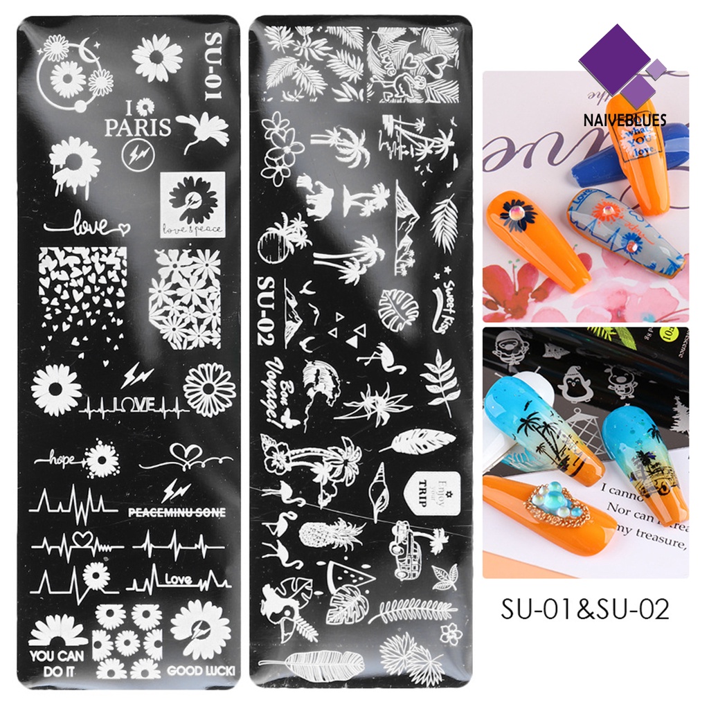 [naiveblues] Piring Stempel Kuku Desain Wajah Manusia Banyak Gambar Manicure Art Stainless Printing Plate