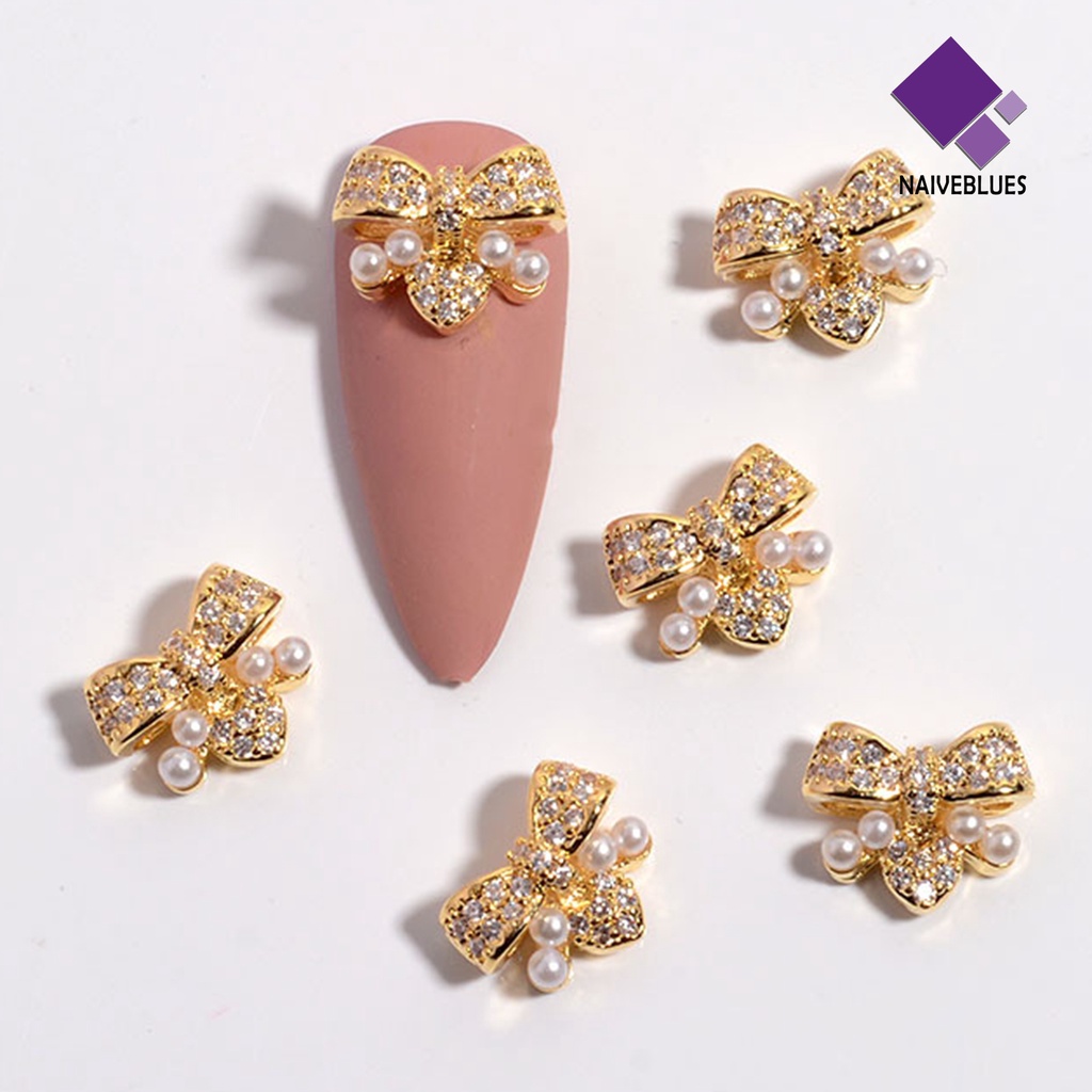 [naiveblues] Ornamen Nail Art Pengerjaan Halus Indah Cubic Zirconia Hias Kuku Multi Gaya Untuk Rumah