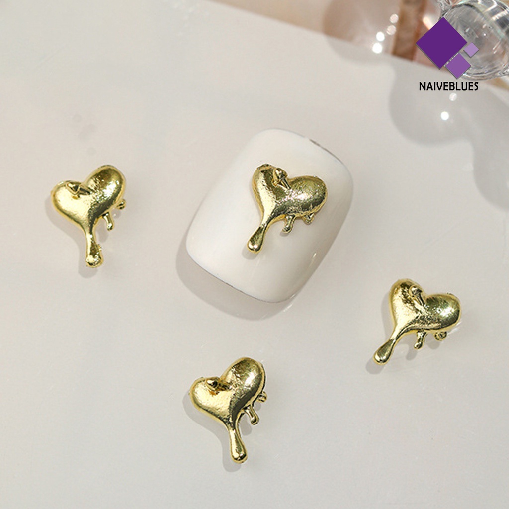 [naiveblues] 10pcs/set Nail Art Charms Multi-Warna Mengkilap Mini 3D DIY Aksesoris Kuku Cinta Hati