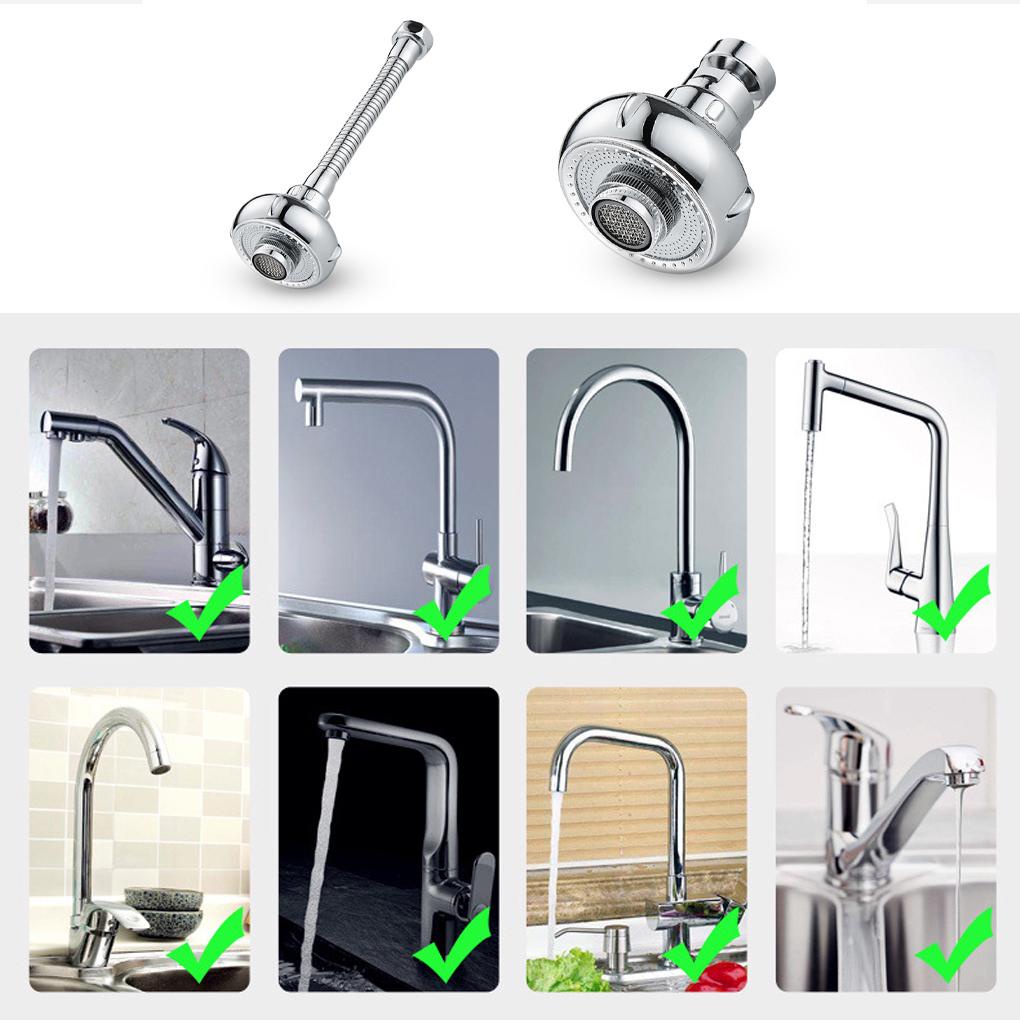 Faucet Extender Stainless Steel Hemat Air Berputar 360derajat Fleksibel Adjustable Tap Adaptor Ekstensi Konektor Spout Spray