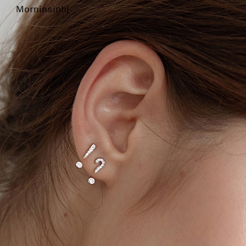 Mornin Anting Stud Tanda Tanya Kristal Fashion Korea Untuk Wanita Warna Silver Aksesoris Perhiasan Pernikahan Hadiah id