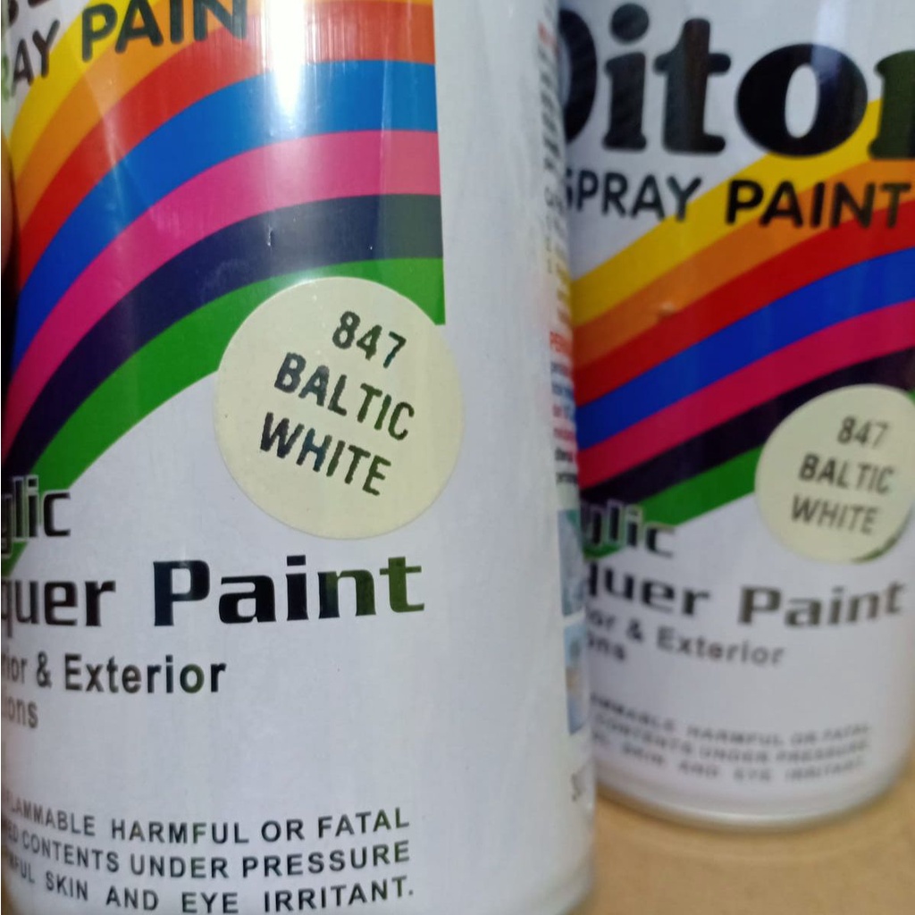 SOLID COLOURS DITON Spray Paint Acrylic Lacquer Paint Pilox Pilok Cat Semprot - 847 BALTIC WHITE / PUTIH TULANG (300cc / 300ml)