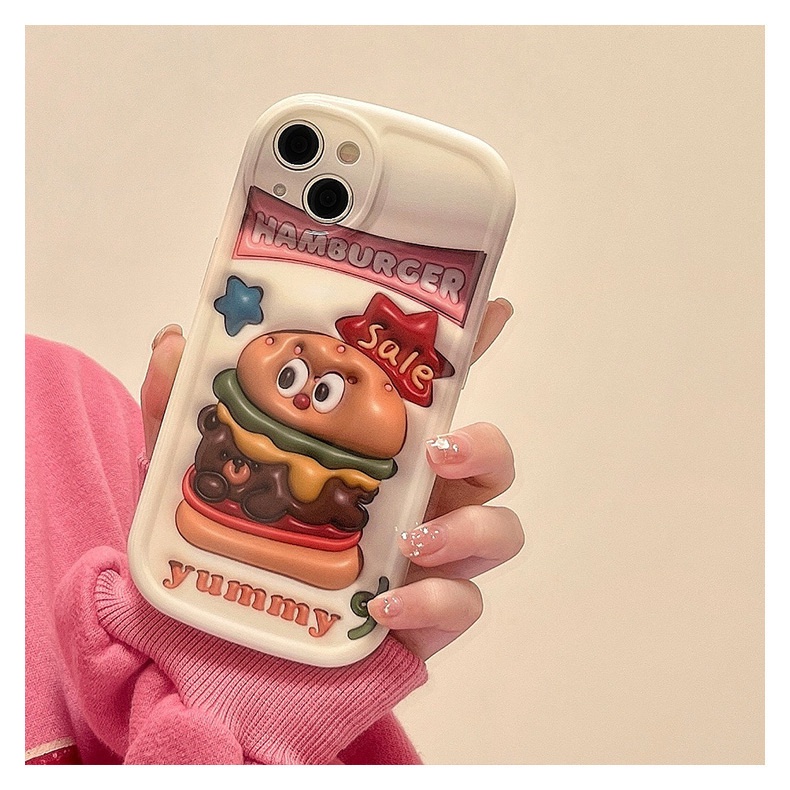 IPHONE Casing Ponsel Desain Kartun Beruang Burger Yang Menyenangkan Dan Lucu Kompatibel Dengan Iphone12 13 14 11 Pro Max X Xs Max Xr Ddcfv