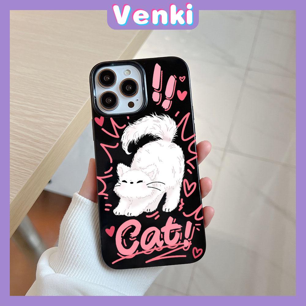 VENKI - For iPhone 11 iPhone Case Black Glossy TPU Soft Case Shockproof Protection Camera Cute Cat Compatible with iPhone 14 13 Pro max 12 Pro Max 11 xr xs max 7Plus 8Plus