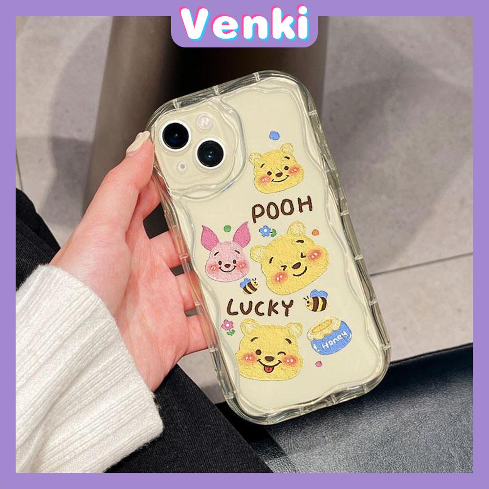 VENKI - For iPhone 11 iPhone Case 3D Curved Edge Wave Clear Case TPU Airbag Shockproof Camera Cover Cute Bear Compatible with iPhone 14 13 Pro max 12 Pro Max xr xs max 7 Plus 8