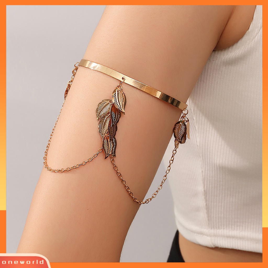 [EONE] Opening Adjustable Thin Arm Bangle Bohemian Daun Pesona Gelang Lengan Atas Aksesoris Fashion