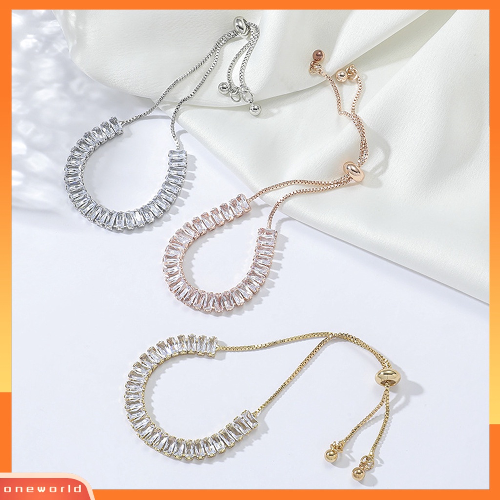 [EONE] Wanita Gelang Mewah Hias Menarik Adjustable All-match Perhiasan Hadiah Geometris Wanita Fashion Berlian Imitasi Mengkilap Tarik Gelang Untuk Pernikahan