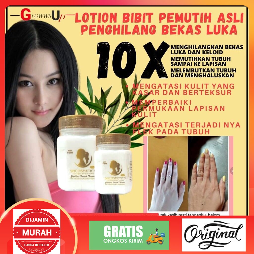 GARANSI KEASLIAN PRODUK BIBIT COLLAGEN SH COSMETICS ORIGINAL BPOM 100ML LOTION PEMUTIH TUBUH INSTAN 
