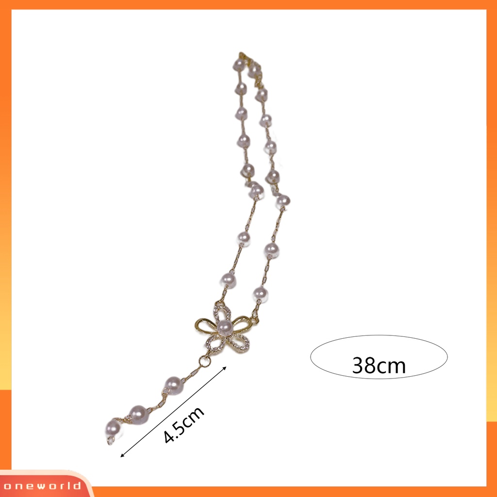 [EONE] Wanita Kalung Berkilau Berlian Imitasi Bunga Dainty Elegan Manik-Manik Berkilau Mutiara Imitasi Klavikula Kalung Fashion Perhiasan