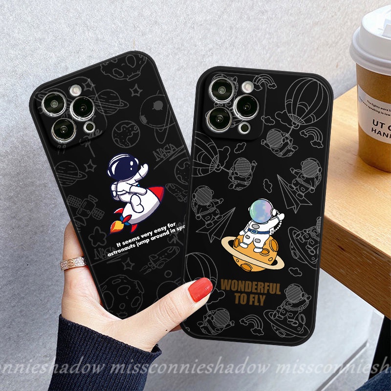 Casing Astronot Luar Angkasa NASA Lucu Untuk Infinix Hot 11 10 12 9 Play Hot 12i 11 9 8 12 20 11s 20s 10t 10s 10Lite Smart4 5 6 Plus Note 12 G96 11 12pro 812 2023 Straight Edge Sarung Soft Case