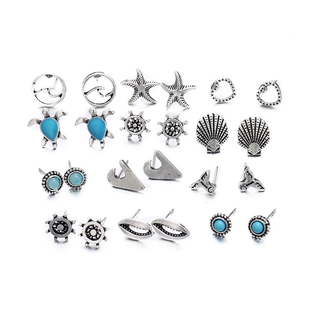 Geometris Berongga Anting Set Sederhana Mutiara Pejantan Anting-Anting Berlebihan Besar Cross-border Ear Ring CANDY JEWELRY