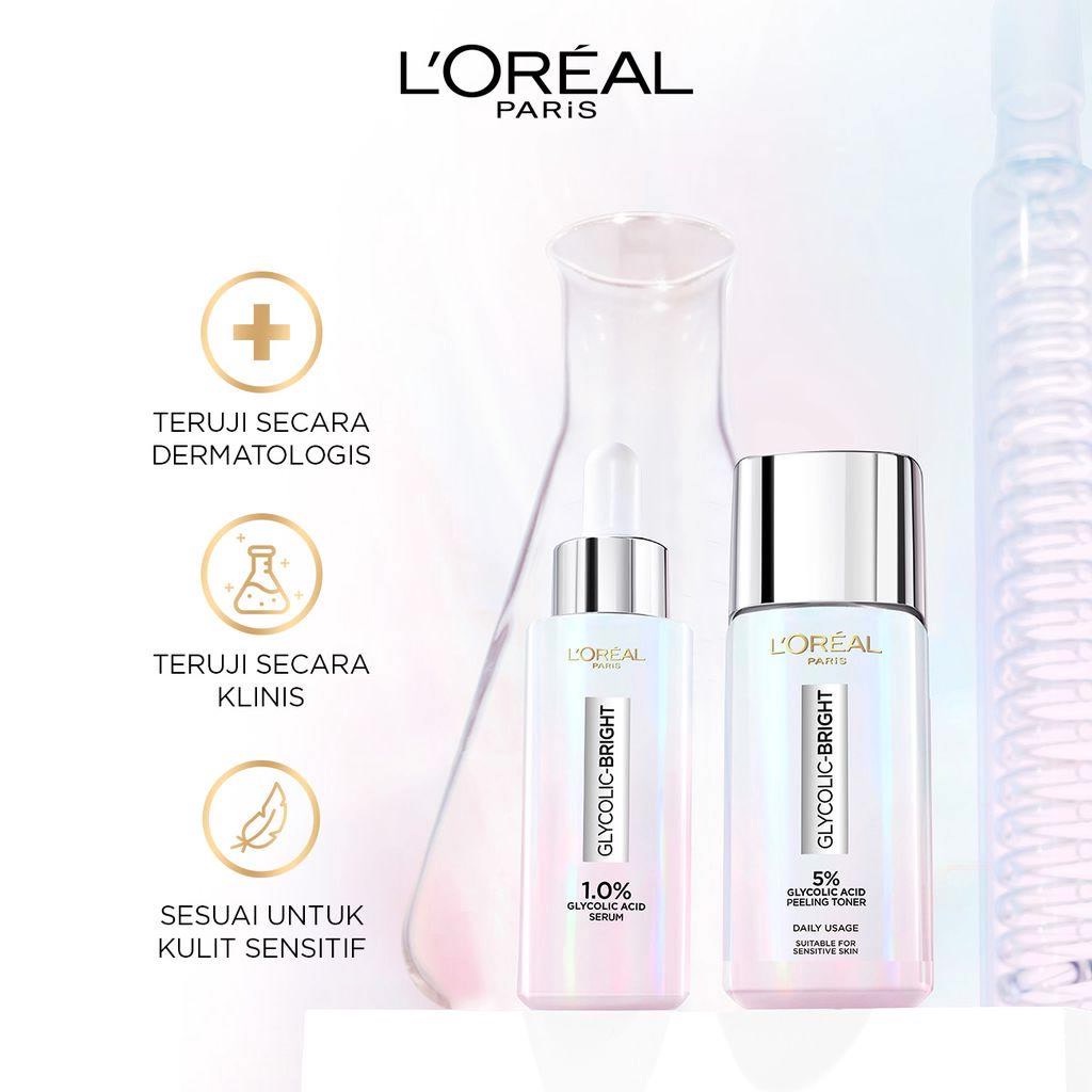 ★ BB ★ L’Oréal Paris Glycolic Bright Peeling Toner - 65ml | Untuk Kulit Tampak Halus Bercahaya | Loreal