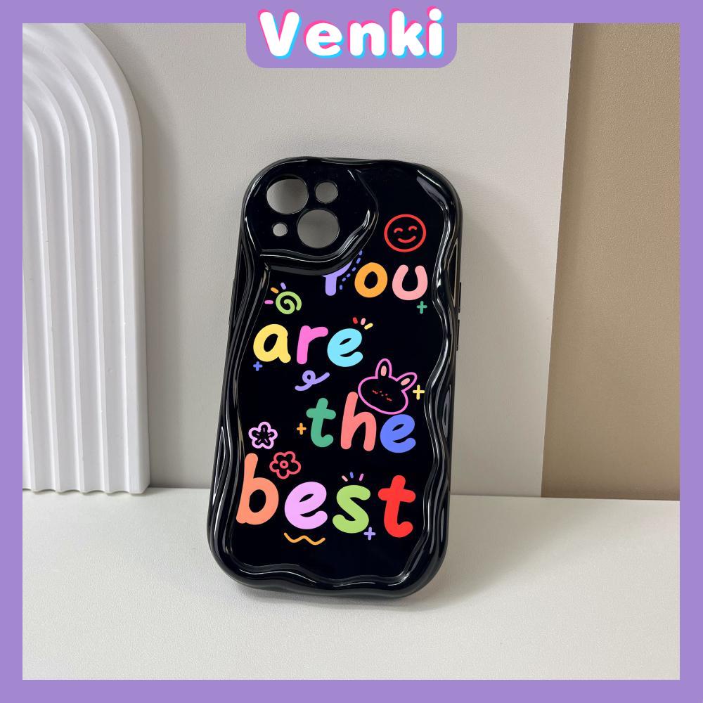 VENKI - For iPhone 11 iPhone Case 3D Curved Edge Wave TPU Airbag Shockproof Camera Cover Glossy Black Cute Compatible with iPhone 14 13 Pro max 12 Pro Max xr xs max 7Plus 8Plus