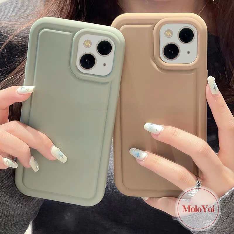 IPHONE Casing Simple Mewah Kompatibel Untuk Iphone11 14 13 12 Pro MAX 7Plus 8Plus XR 6.6s 7 8 Plus X XS MAX SE 2020 Menebal Airbag Shockproof Matte Polos Silikon Cair Soft Cover