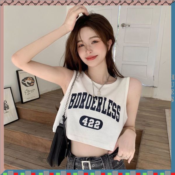 HUES.ID Crop Top Tank Top Rajut Wanita Style Korea Tanpa Lengan 4088