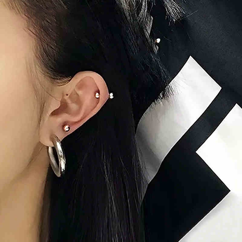 Ahellogirl Gaya Korea Sederhana Baja Titanium Berbentuk U Anting Sekrup Telinga Tulang Stud