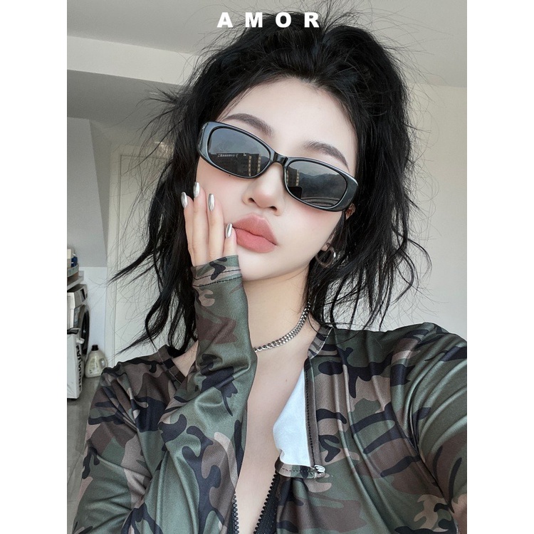 Wajah Bulat Kotak Kecil Retro Kotak Hitam Motif Leopard frame Kacamata Hitam Perempuan