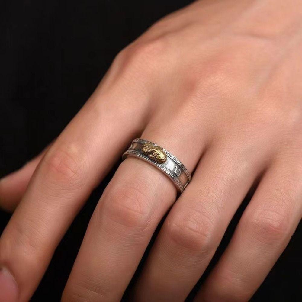 Mxbeauty Cincin Pasangan Dapat Disesuaikan Sederhana Gadis Hadiah Desain Minoritas Pixiu Beruntung Kekasih Perhiasan Aksesoris