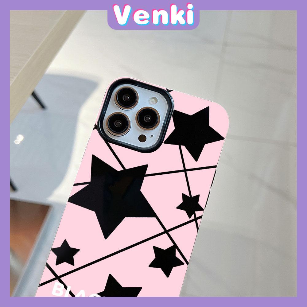 VENKI - For iPhone 11 iPhone Case Black Glossy TPU Soft Case Shockproof Protection Camera Cute Star Compatible with iPhone 14 13 Pro max 12 Pro Max xr xs max 7Plus 8Plus