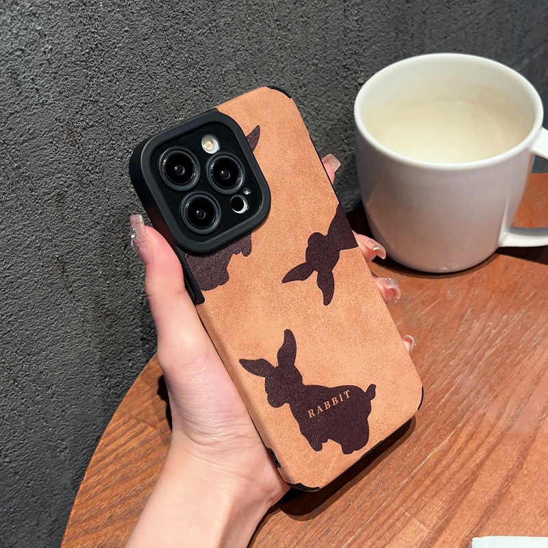 IPHONE Casing Pelindung Bahan Kulit Untuk Iphone14 13 12 11 Pro MAX X XR XS Max7 8 Plus soft case anti Jatuh Kelinci Lucu