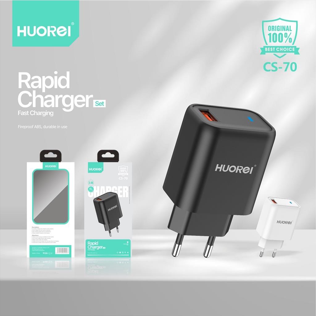 HUOREI Wall Charger Set with Cable 2.4A 1USB