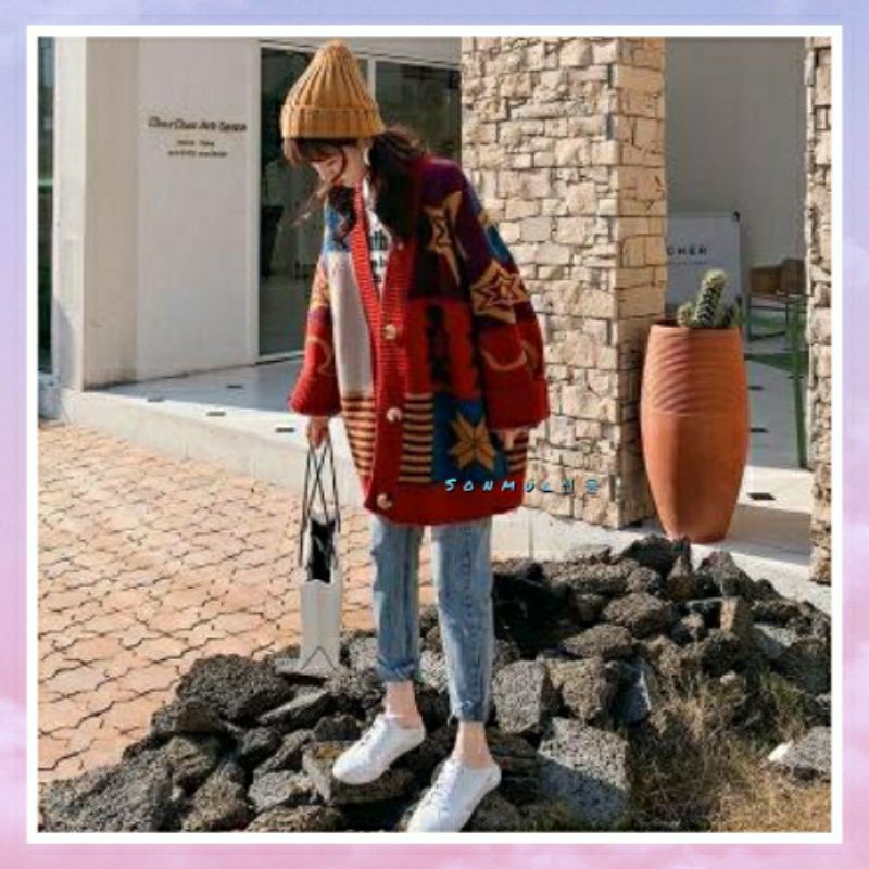 IMPORT WINTER WOMAN OVERSIZED CARDIGAN THICK KNIT BAJU HANGAT WANITA MUSIM DINGIN KARDIGAN