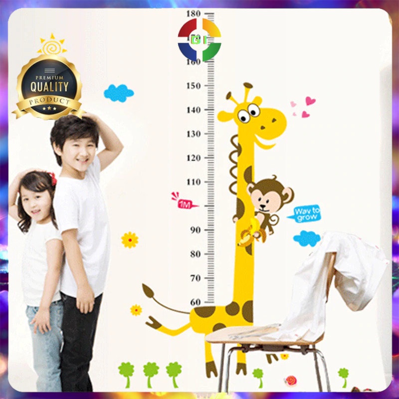 Sticker Wallpaper Dinding Cartoon Giraffe Ruler 50x70cm No Color