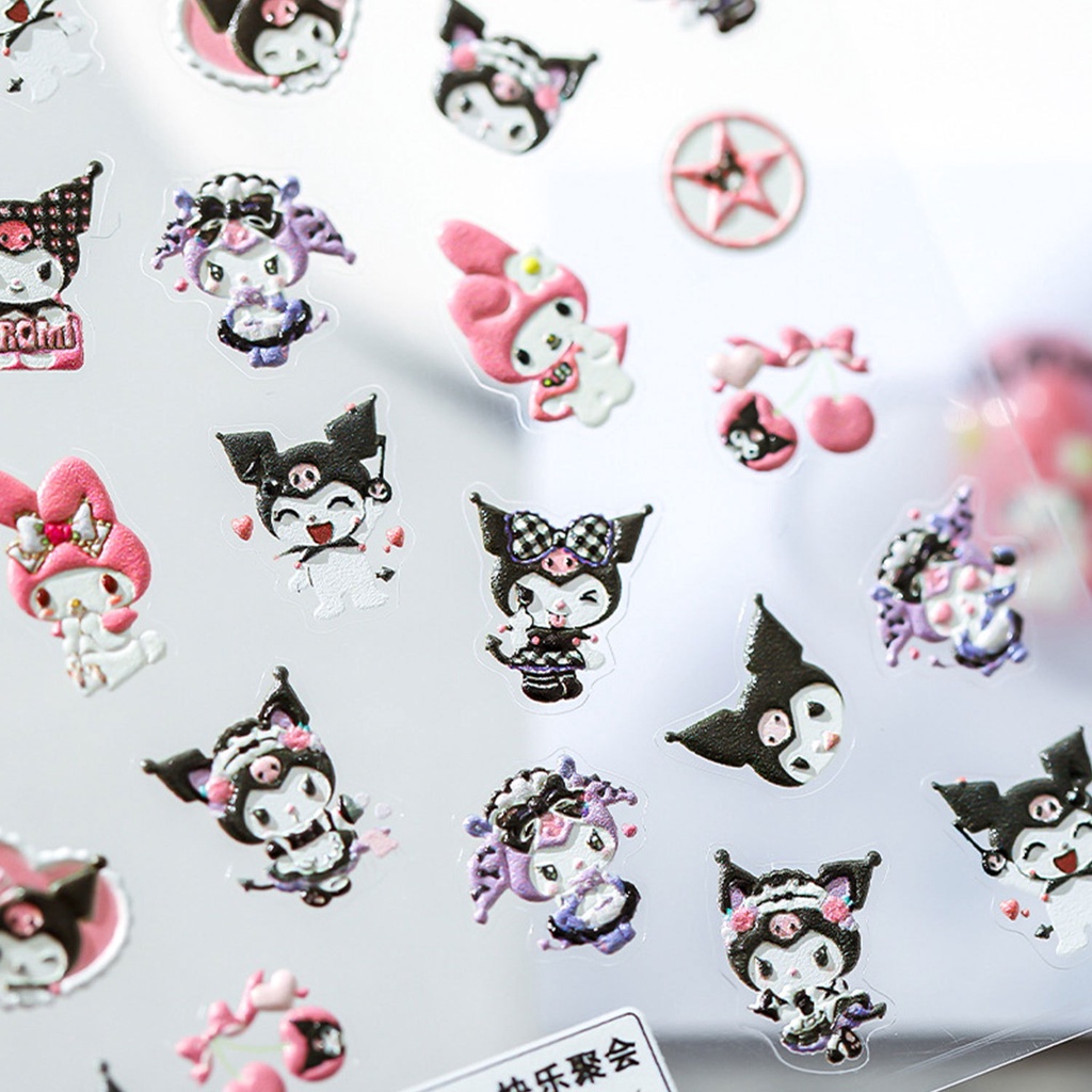 [Unggulan] 1pc 3D Self-Adhesive Sanrio Nail Decals Kulomi Kartun Stiker Kuku Emas Perak Manicure Decor DIY Nail Art Alat Kuku Aksesoris Kuku Untuk Wanita