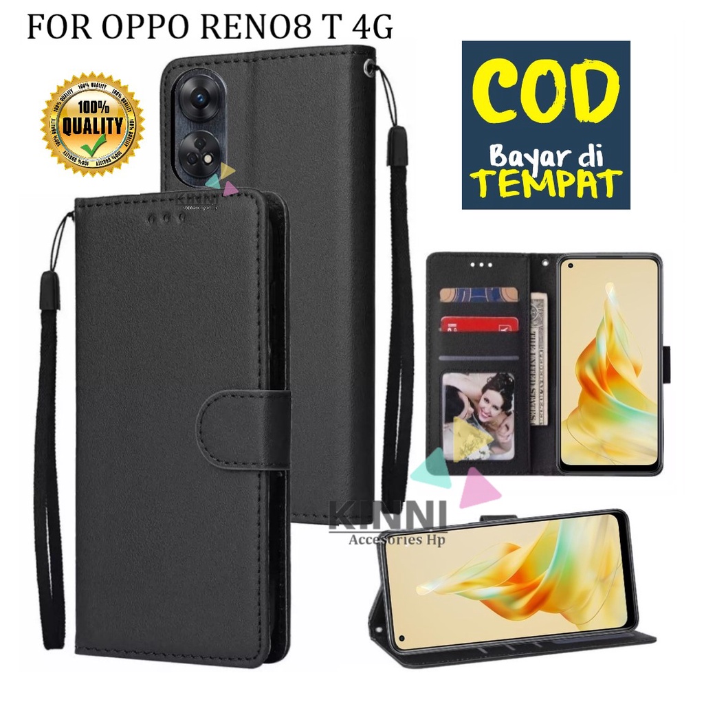 Flip Case Oppo Reno8 T 4G Wallet Case Kulit Casing Dompet Case Wallet Leather Flip Case Premium