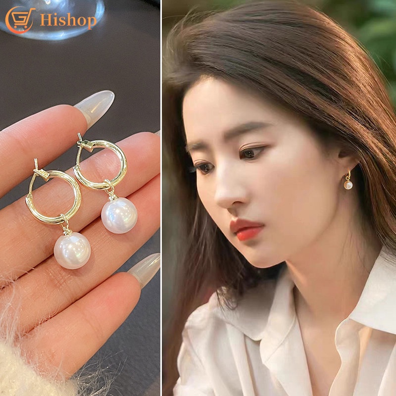 Anting Tetes Mutiara Retro Anting Hoop Emas Untuk Aksesoris Perhiasan Wanita