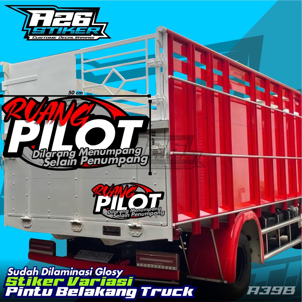 Stiker Pintu Bak Belakang RUANG PILOT Ukuran 50 X 25 CM, all Truk Canter, Ragasa, Tepak Umplung, Gig