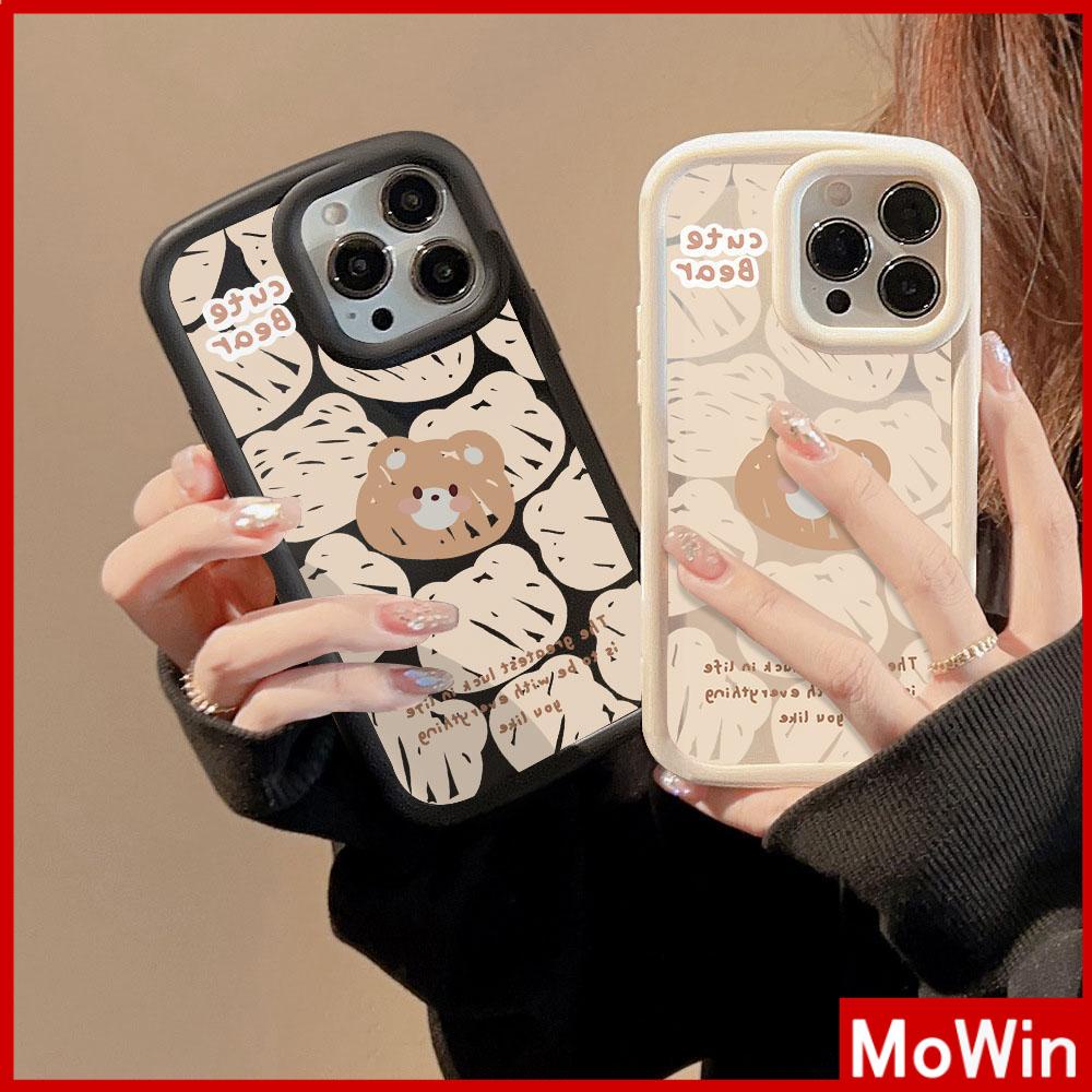 For iPhone 14 Pro Max iPhone Case Matte TPU Soft Case Black Beige Airbag Shockproof Protection Camera Cute Bear Compatible with iPhone 13 Pro max 12 Pro Max 11 xr xs max 7Plus